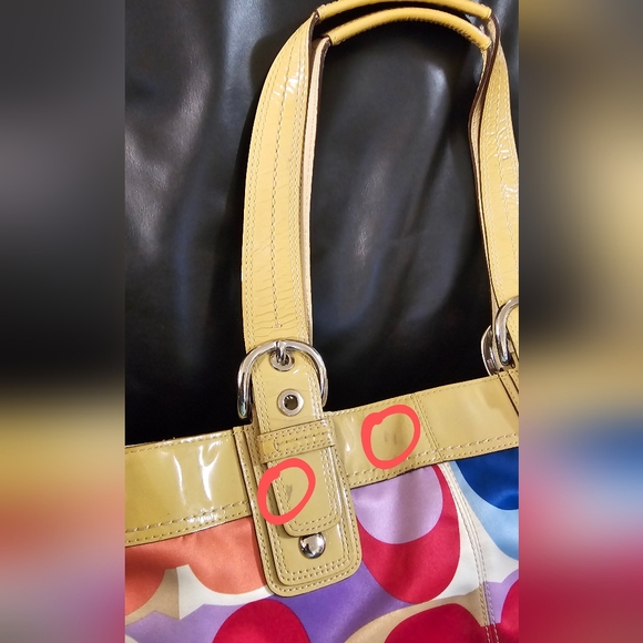 Coach Multicolored Sateen Soho Pleated Scarf Print purse bag EUC - Picture 11 of 16